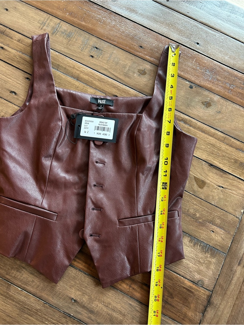 NWT Paige Irene Vegan Leather Vest Rum Raisin Burgundy 2 - Picture 10 of 12